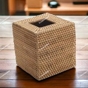 Caja de pañuelos de mimbre hecha a mano, caja de pañuelos de mimbre tejida, creativa, personalizada, para el hogar - Product Image 4