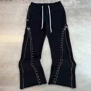 Latest 2025 Heavyweight Plus Size Men's Tracksuit Custom Logo Print Acid Wash Zip up <b>Hoodie</b> and Flare Sweatpants Set for Men - Product Image 3