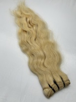 Qualité supérieure # Lot de mèches de cheveux humains indiens blonds 613, double trame, 100 % vierges Remy, cuticules alignées, simple trame, couleur naturelle