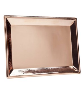 Hermosa bandeja de servicio de cobre puro, bandeja de cobre hecha a mano India para uso en cocina y restaurante en el hogar - Product Image 1