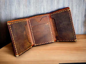 Cartera de tres pliegues de cuero de Caballo Loco genuino hecha a mano Vintage RFID seguro cuero de vaca hombres monedero organizador - Product Image 6