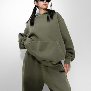 Nuevo chándal de lavado ácido para mujer teñido liso completamente personalizado nueva ropa de invierno de moda Chándal de lavado ácido para mujer servicios OEM - Product Image 3