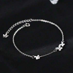 NOVAMART Fine Chic <b>Silver</b> Butterfly <b>Charm</b> <b>Bracelet</b> Wholesale Export - Product Image 3