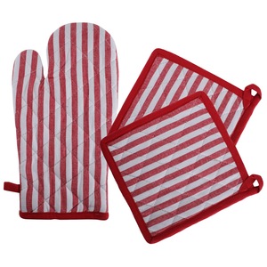 100% Cotton <b>Oven</b> Mitts with Silicone Strip Green Pot Holders for Cooking Microwave Baking Home Food Protection for Restaurants - Product Image 5