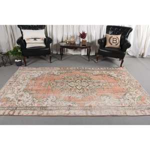 Tapis Vintage en Laine Orange Beige 5.2 X 9.1ft Turc Plat Tissage Patchwork Motif Salon Tapis Latex Support pour Décorations - Product Image 2