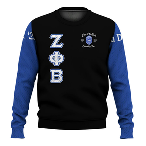 ZPhiB Sororité Grec Vie 1920 Pull Zeta Phi Beta Tricot Bleu Blanc Chenille Patch Divine Neuf Premium Lettre Top - Product Image 2