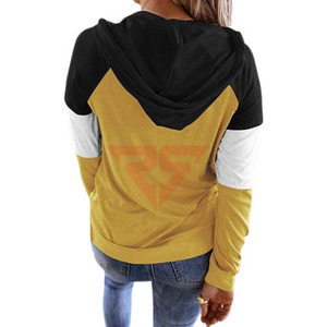 Sudadera con capucha de bloque de color para mujer con servicios OEM con logotipo impreso personalizado a precio al por mayor de RUKHMAL SPORTS - Product Image 2