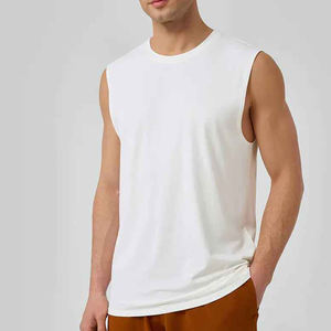 Débardeur Homme Personnalisé Col V Coupe Slim Respirant Tricoté Sans Manches Côtelé Uni Grande Taille Spandex/Coton - Product Image 1
