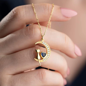 Pendentif de haute qualité en argent sterling 925 massif plaqué rhodium, chat assis, serti de zircon, bijoux faits à la main pour femmes - Product Image 1