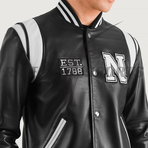 Gran oferta, chaquetas universitarias de cuero de seda y lana personalizadas, chaqueta de béisbol universitaria para hombre, abrigo Bomber de calidad Premium, moda de tendencia - Product Image 5