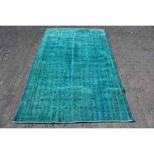 Alfombra Turca de 5.8x9.3 pies, Alfombra Vintage, Alfombra Persa Azul de Lana - Product Image 1