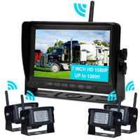 Kit de caméra de recul sans fil 4 canaux 7 pouces | Moniteur de recul pour voiture avec vision nocturne 1080P | Portée de 1300 pieds pour camion, remorque, bus