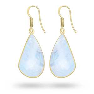 Bijoux pour femmes tendance, boucles d'oreilles pendantes en pierre de lune synthétique arc-en-ciel, bijoux en laiton plaqué or 18 carats, vente en gros 2026 - Product Image 4