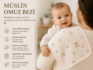 Paños de muselina suaves 100% algodón de 4 capas para bebés, altamente absorbentes, toallas de hombro, fabricante directo de fábrica en Denizli, Turquía. - Product Image 2