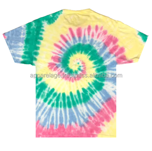 T-shirts Tie-Dye en polyester personnalisés pour hommes, tissu fin, impression par sublimation 3D colorée, patchs ras du cou pour femmes en gros - Product Image 2