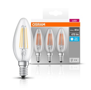 แพ็ค 3 หลอด LED Retrofit แบบใส E14 4W 4000K 470Lm (ออสแรม 4058075819719) - Product Image 1