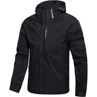 Veste d'hiver pour homme à capuche, imperméable, respirante et à séchage rapide, col montant, logo frontal, tissu en toile 100% fibre de polyester, vente en gros