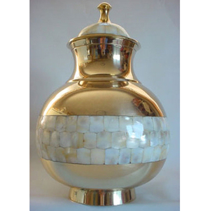 Urne de crémation antique faite à la main de haute qualité fournitures funéraires urnes souvenir pour tenir l'humain dans un look attrayant en nacre - Product Image 2