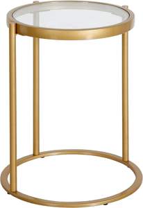 Table d'appoint ronde, mobilier de salon durable en laiton, ensemble de 2 tables en métal doré, support sur piédestal - Product Image 2