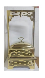 Ensemble de chauffe-plats arabes ronds dorés de luxe avec porte-cuillère pour buffet - Product Image 2