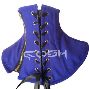 Corsé de cuello de algodón azul estilo gótico bondage fetiche con varillas de acero - Product Image 6