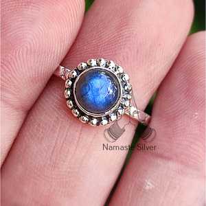 Handmade Sterling Silver Labradorite <b>Ring</b> <b>Adjustable</b> <b>Size</b> Natural Gemstone Jewelry Gift for Her - Product Image 4
