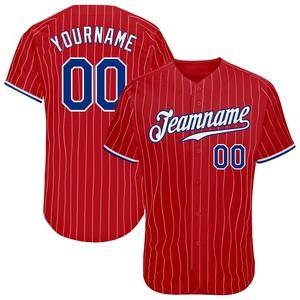 Directo Ommiz Industry Ropa deportiva auténtica Custom Red White Pinstripe Royal-White Authentic Baseball Jersey - Product Image 1
