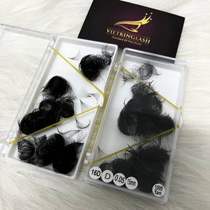 Professional Factory Handmade Synthetic Hair 16D 0.03mm-0.05mm Thickness DD/D Curl <b>Premade</b> Volume Natural Black <b>Lash</b> Extensions - Product Image 3