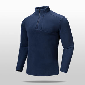 Jersey de manga larga con cremallera de cuarto en blanco pesado para hombre, logotipo personalizado, Top deportivo activo de secado rápido para correr con forro de invierno 330G - Product Image 5