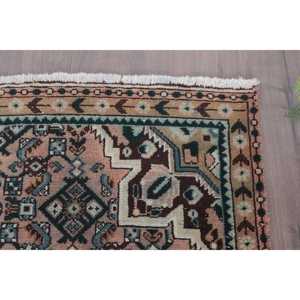 Alfombra Turca Vintage, Alfombra de 4x8.7 pies, Alfombra Sólida Azul Marrón - Product Image 3