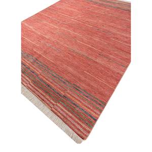 Tapis en laine grande surface Blythe rouge et orange noué à la main AKWL-1906 à motif rayé pour couloir et salon 9x12 pouces - Product Image 2