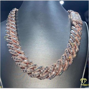 Offre Spéciale Baguette et Moissanite ronde Chaîne à maillons cubains cloutés en diamant pour hommes Mode urbaine disponible au prix d'usine - Product Image 3