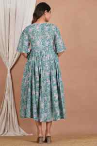 Vestido de Maternidad Posparto con Cierre para Lactancia, Cómodo, Estampado Floral, Algodón, Venta al Por Mayor en India - Product Image 6