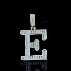 定制手工字母 'E' 吊坠精品珠宝925纯银冰镇Vvs硅石钻石首字母魅力吊坠
