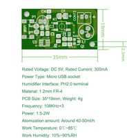 Module d'humidificateur à ultrasons Module de pulvérisation USB 108Khz Module d'atomisation de carte de circuit imprimé Plaque d'atomisation 5V
