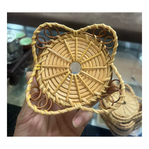 Placa de pared de ratán rústico-Cargador de mesa redondo tejido a mano-Placa de mimbre ecológica para comedor y exhibición - Product Image 3