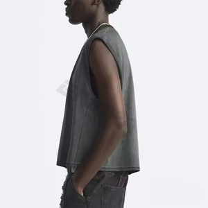 Haute qualité lourd lavage Cropp gilet personnalisé recadrée Boxy Fit sans manches débardeur t-shirts - Product Image 4