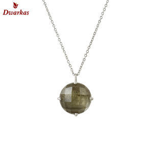 Joyería fina piedra natural 925 plata esterlina aguamarina Calcedonia gemas piedra colgante collares - Product Image 5