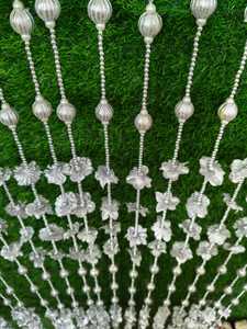 Silver Flower With Beaded Nikha Curtain | Sparkling Door/Window Hanging | Wedding & Diwali Decor | Room <b>Divider</b> Drapes Hanging - Product Image 6