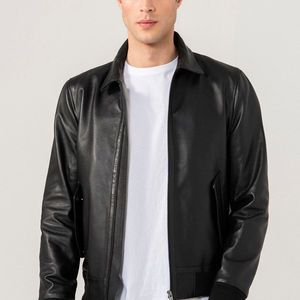 Veste en cuir noir pour homme, 100% cuir de mouton, de haute qualité, confortable et respirante, chaude pour l'hiver, à manches longues. - Product Image 6