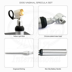 Espéculos vaginales caninos con luz, juego de 5 piezas, latón cromado, 4 espéculos, mango para batería 2C en caja de plástico - Product Image 4