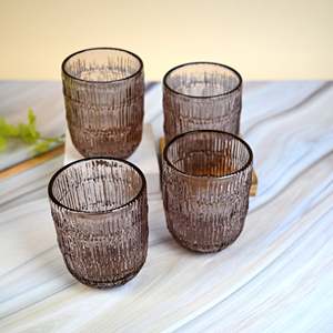 Juego de 4 Vasos AMAARE con Texturas Únicas, Cristalería Premium - Product Image 1