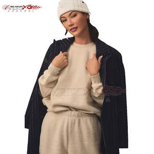 Sudadera Sherpa de manga larga para mujer con cuello redondo ajustable y sudadera de lana Sherpa elegante interior cálido - Product Image 1