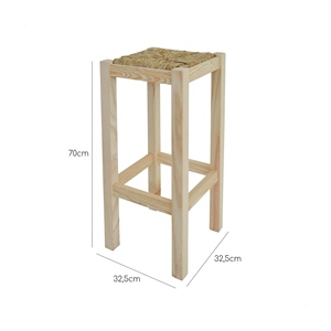 Sgabello Alto Rustico WELL HOME, Panca Non Verniciata per un Look Classico ed Elegante - Product Image 3