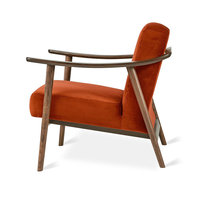 Chaise moderne de style mid-century, revêtement riche, super confortable, accoudoirs en bois courbés élégants pour appartements, salons, hôtels