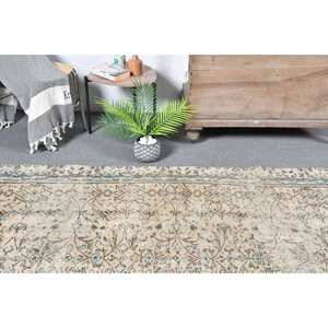 Vintage Turkish Rug Beige <b>Red</b> 5x8.7ft Large Area Wool <b>Latex</b> Patchwork for Hallway Bedroom Rectangular Shape for Room Bedside - Product Image 3