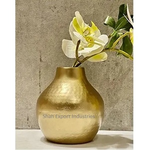 Vase à fleurs en métal aluminium design élégant pour décoration de fêtes de mariage en plein air pots de fleurs dorés Vases en métal - Product Image 4