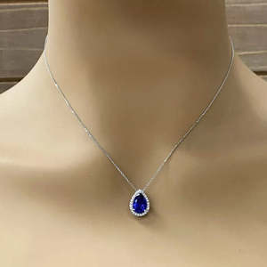 Pendentif Zarkan Goutte d'Eau Bleu Argenté avec Technologie d'Encastrement par Sertissage - Product Image 2