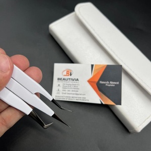 Pinzas LASH de acero inoxidable con logotipo personalizado, puntiagudas para extensión de pestañas, bolsa de cuero de fibra, volumen sostenible - Product Image 5