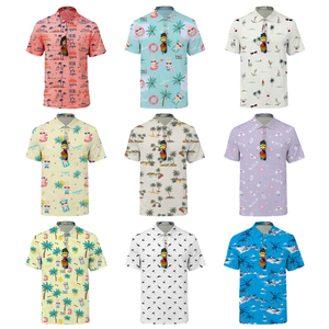 Hombres de alto rendimiento para Polos con estampado de sublimación Floral de árbol de coco fresco Venta caliente para fiesta en la playa de vacaciones - Product Image 3